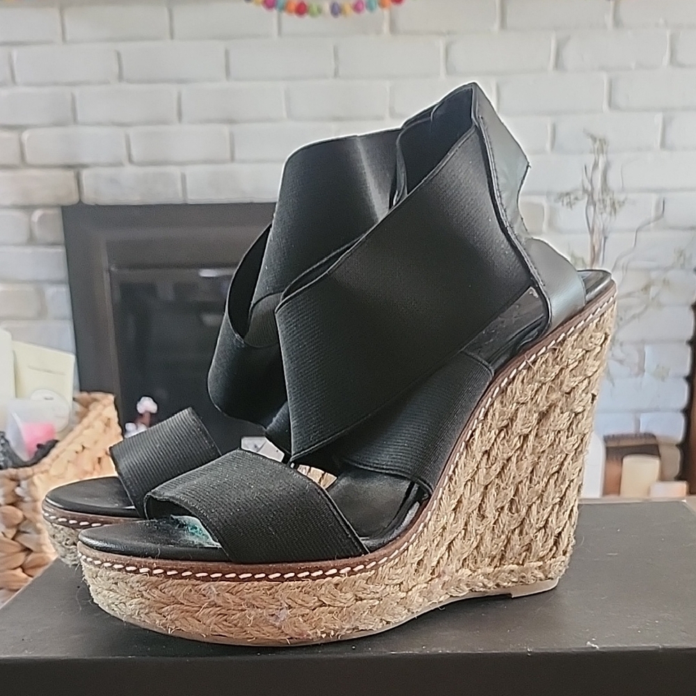Jessica Simpson Black Platform Wedge Sandals
